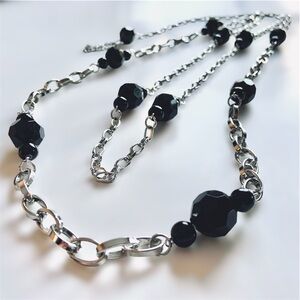Double strand chain necklace with backdrop